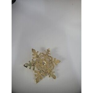 Vintage Brooch Pin Snowflake Gold Tone Matte Jewelry Costume Christmas Holiday